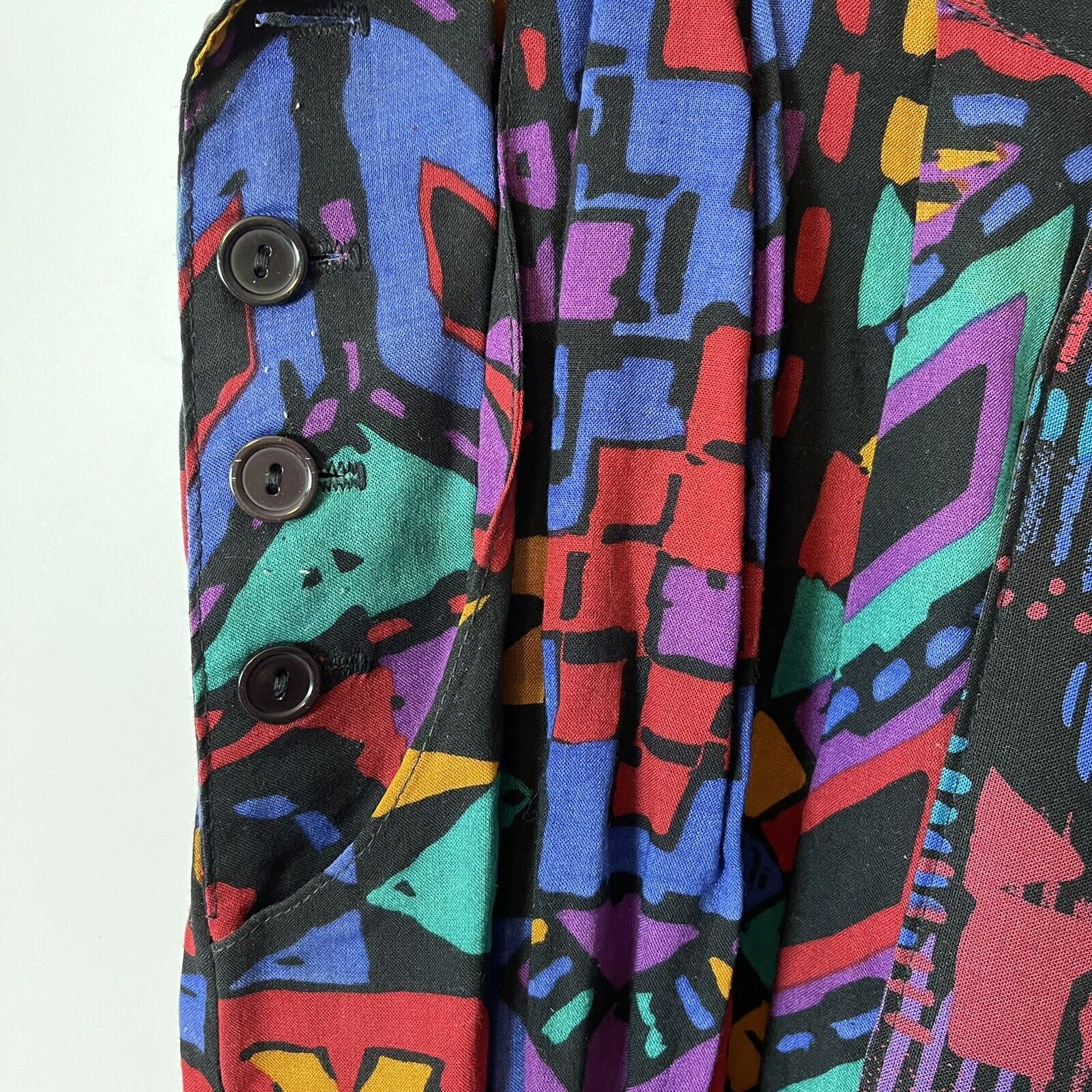 Vintage Noah’s Flood Dallas TX 80's Geographic Colorful Skirt Wide Belt SZ 9/10 - Fresh Stock Dated March 2026