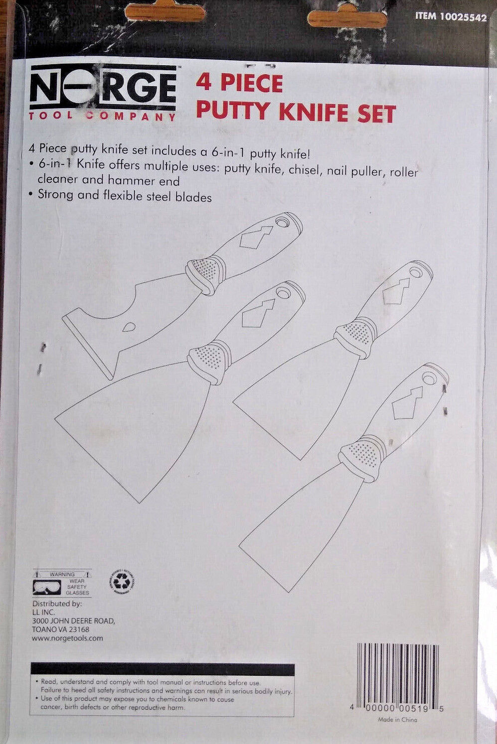 4 Piece STAINLESS STEEL PUTTY KNIFE SET-COMFORT GRIPS Caulk Spackle Scraper Tap - Fresh Stock Dated February 2026