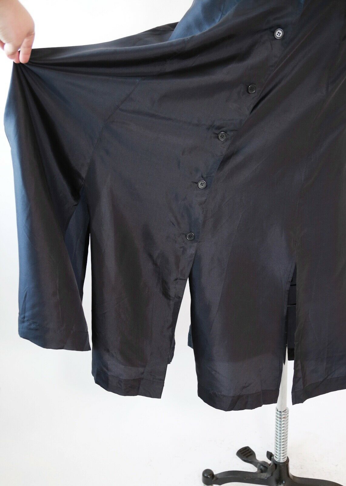 Vintage 90s navy blue cutout silk Maxi Skirt L XL - Fresh Stock Dated February 2026