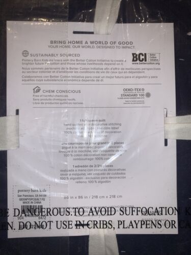 Pottery Barn Kids F/Q Quilt Snoopy Glow In The Dark W/2 Euro & 2 Std Shams - Fresh Stock Dated December 2025