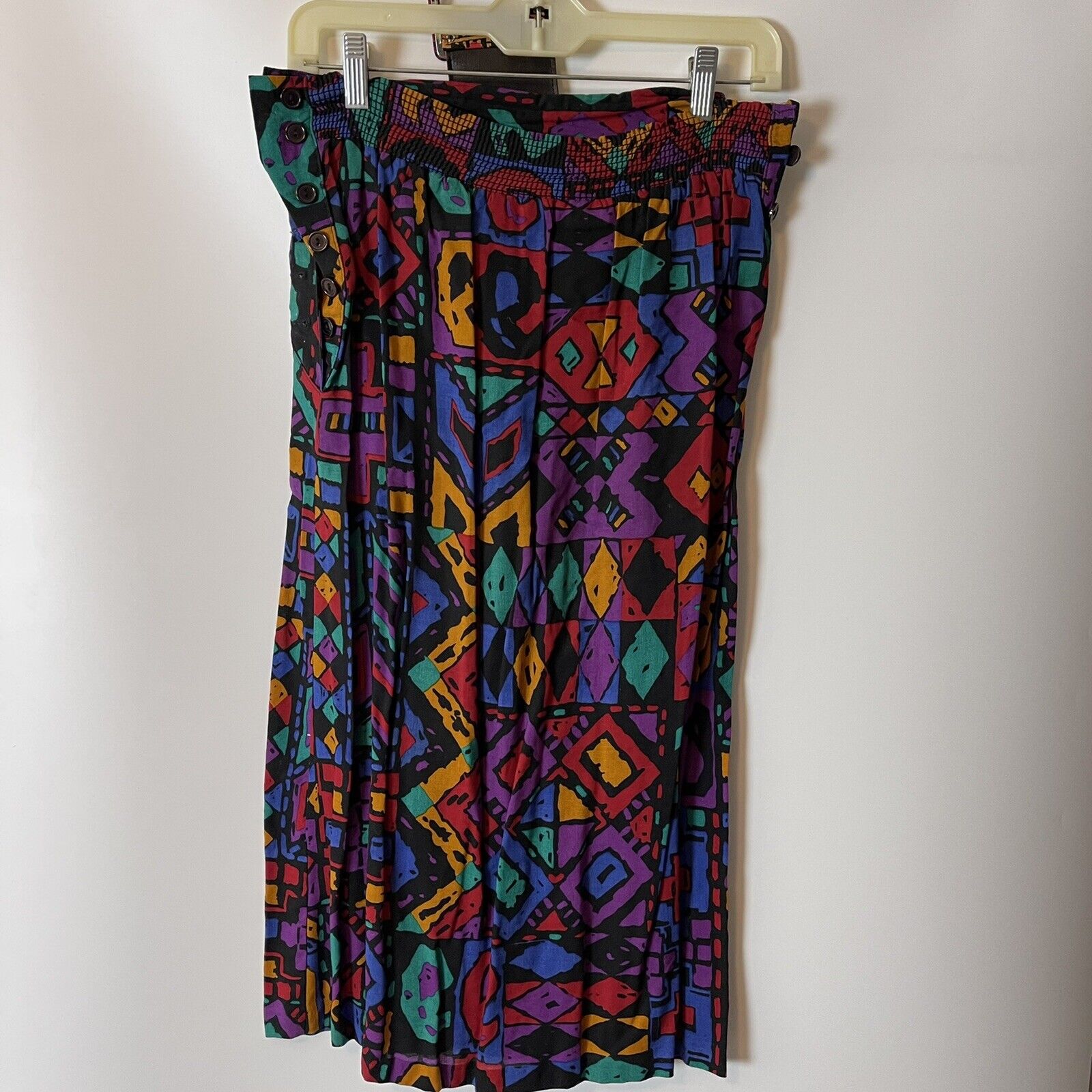 Vintage Noah’s Flood Dallas TX 80's Geographic Colorful Skirt Wide Belt SZ 9/10 - Fresh Stock Dated March 2026