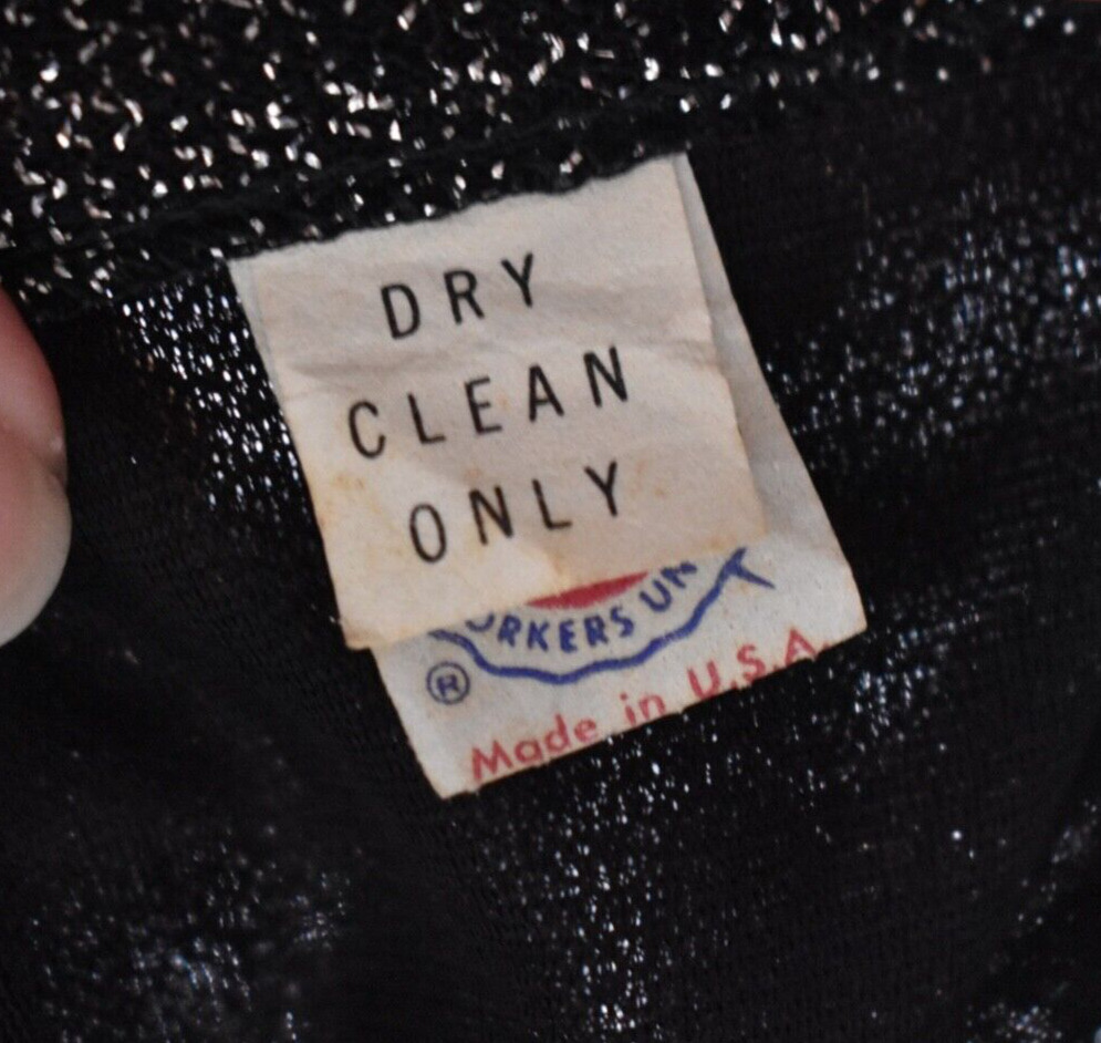 70s Glitter Maxi Skirt Black Silver Sparkly Disco VTG 1970s FLAWED 25