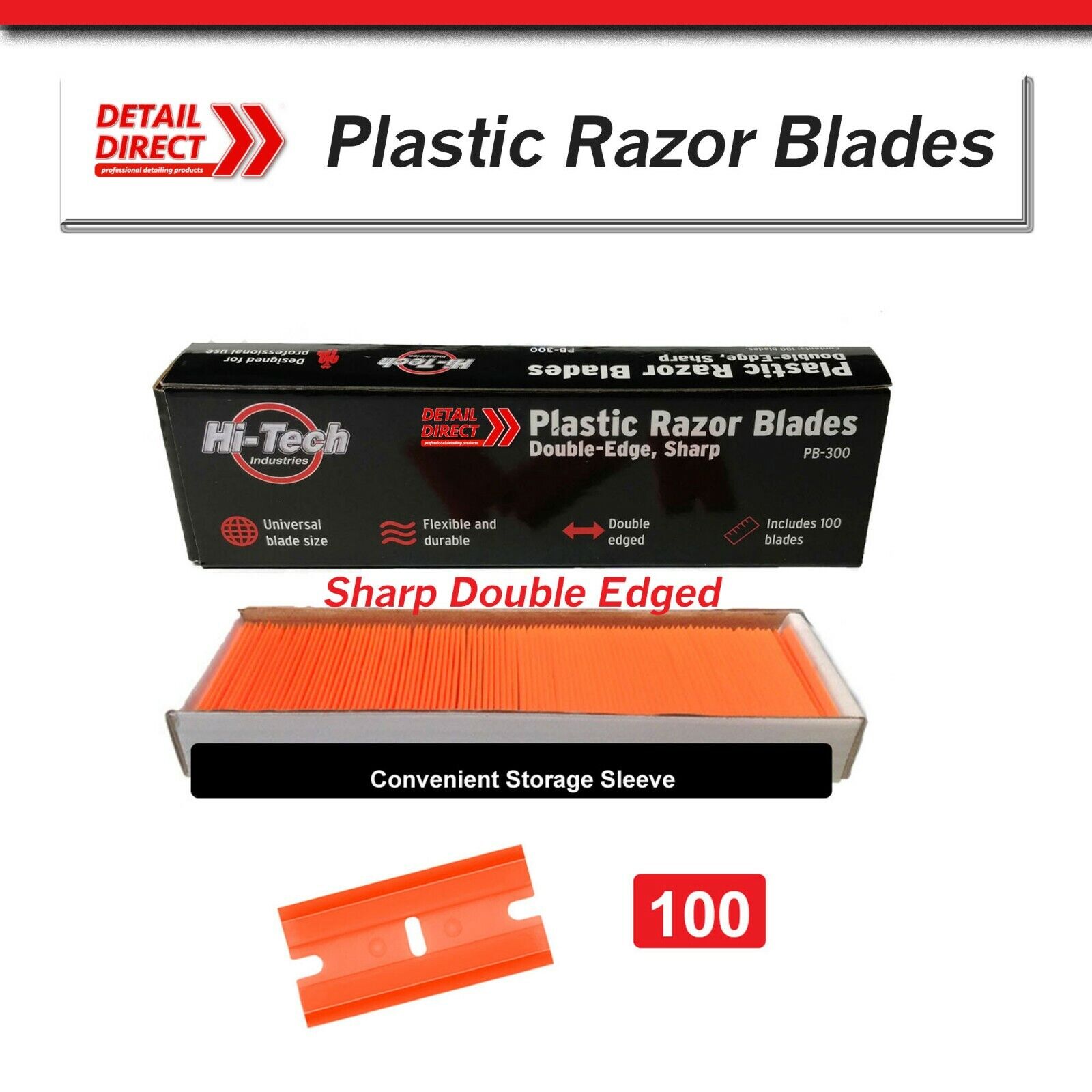 Plastic Razor Blades Remove Stickers From Car - Double-Side Edges (100 Pack) - Fresh Stock Dated February 2026
