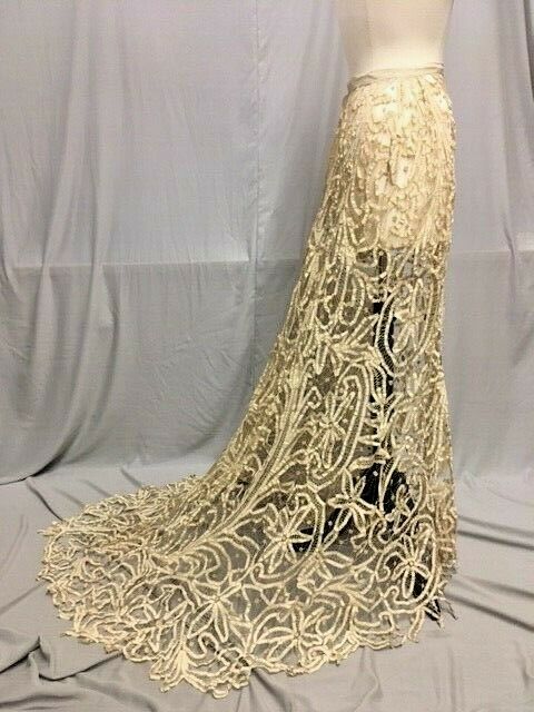 #21-089, Exquisite 1900-1908 Edwardian Handmade Tape Lace Skirt: - Fresh Stock Dated February 2026