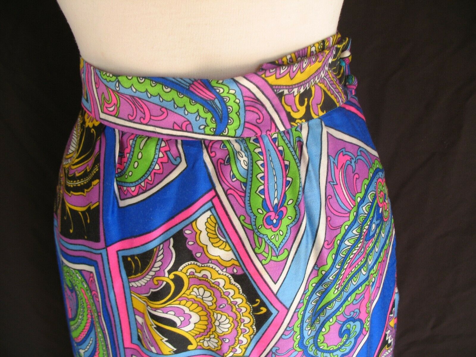 VTG ALEX COLEMAN Psychedelic Palazzo Maxi Skirt Culotte Pant Wrap Front Zipper L - Fresh Stock Dated February 2026