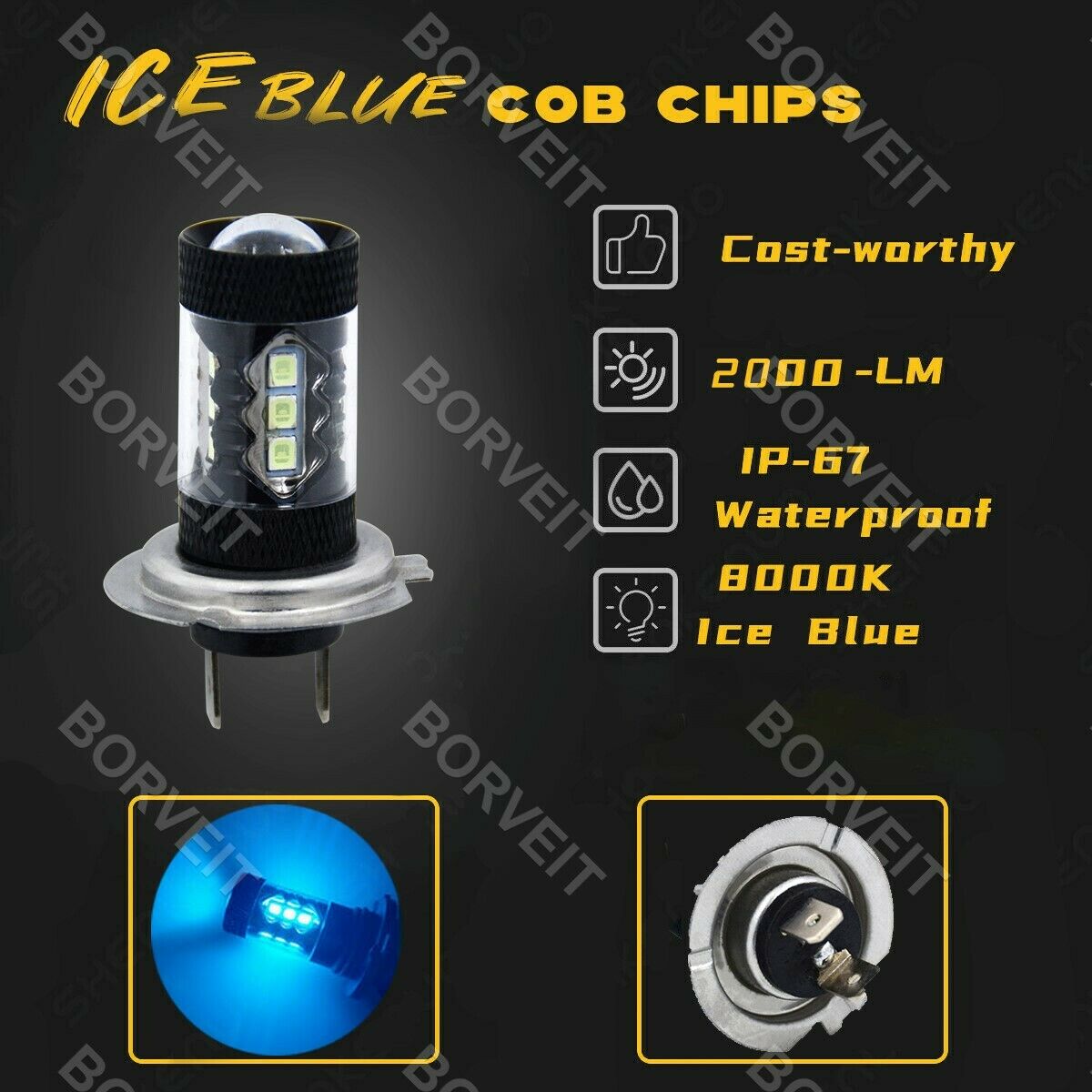 2x Ice Blue H7 LED Headlight Bulbs For Honda CBR929RR 2000-2001 CBR954RR 2001-03 - Fresh Stock Dated February 2026