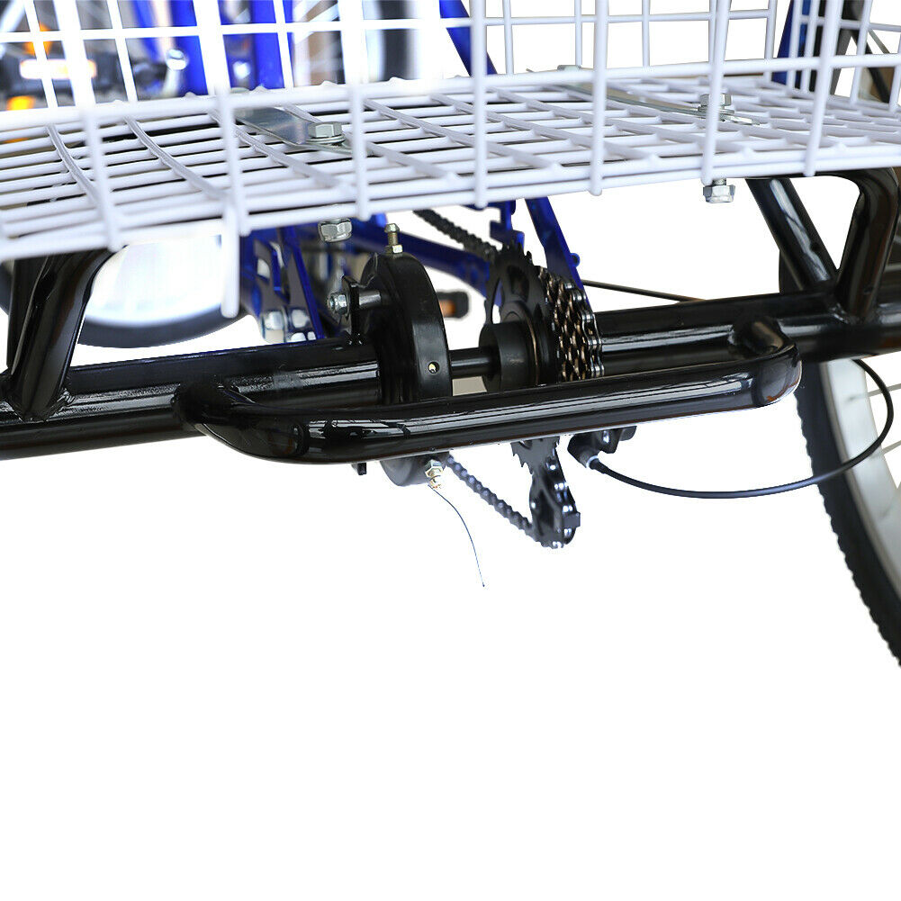 26''/24'' 1/7 Speed Adult Tricycle Trike Elegant 3-Wheel Bike w/ White Basket - Fresh Stock Dated February 2026