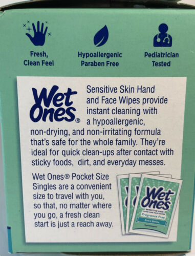Wet Ones Wipes Extra Gentle Hand Wipes 1ea 24 Count Singles-SHIPS SAME BUS DAY - Fresh Stock Dated February 2026