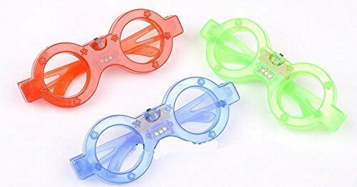 LED Light Up Sunglasses Flashing Multi Colored Round Glasses BEST PARTY FAVORS - Fresh Stock Dated February 2026