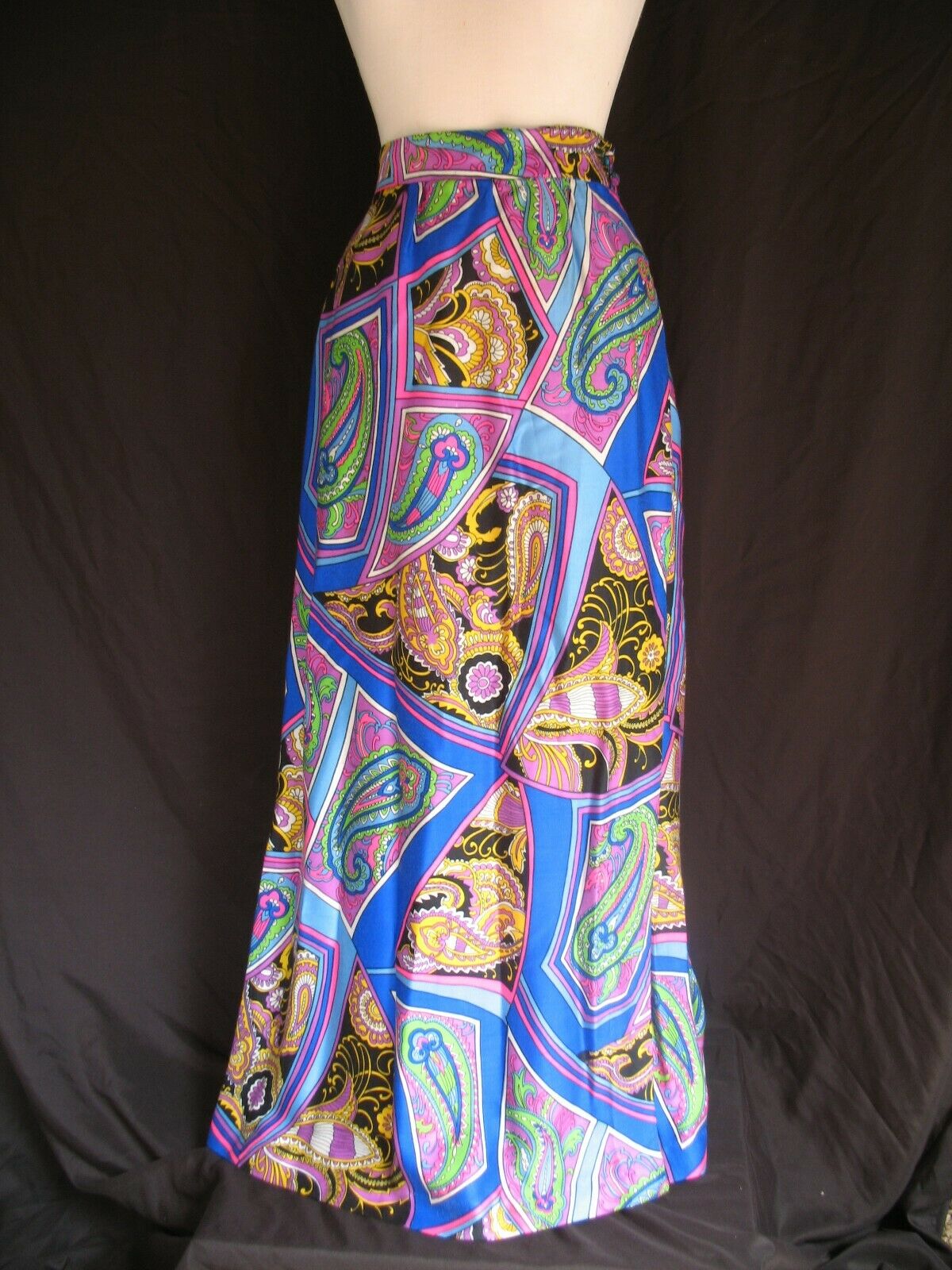 VTG ALEX COLEMAN Psychedelic Palazzo Maxi Skirt Culotte Pant Wrap Front Zipper L - Fresh Stock Dated February 2026