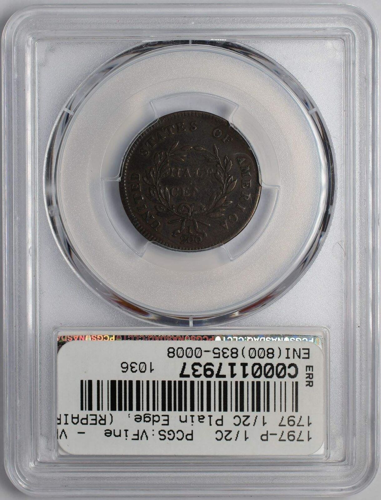 1797 Liberty Cap Half Cent PCGS Genuine Repaired-VF Detail Plain Edge - 117937A - Fresh Stock Dated February 2026