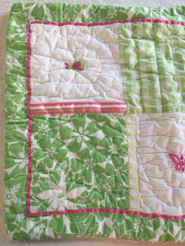 Pottery Barn Pink Green Patchwork Flamingo Butterfly Pillow Sham Quilted - Fresh Stock Dated December 2025