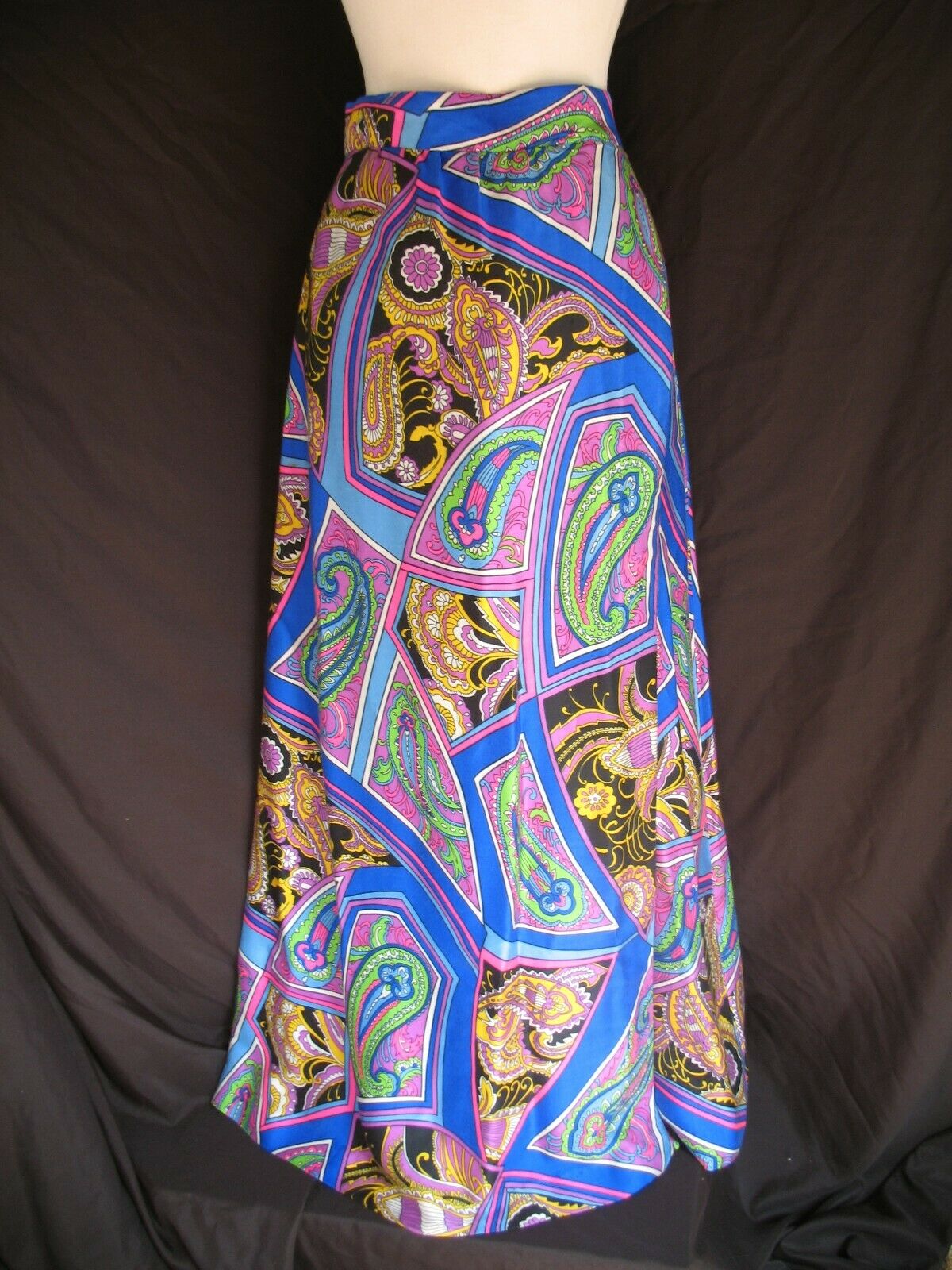VTG ALEX COLEMAN Psychedelic Palazzo Maxi Skirt Culotte Pant Wrap Front Zipper L - Fresh Stock Dated February 2026