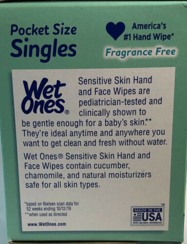Wet Ones Wipes Extra Gentle Hand Wipes 1ea 24 Count Singles-SHIPS SAME BUS DAY - Fresh Stock Dated February 2026