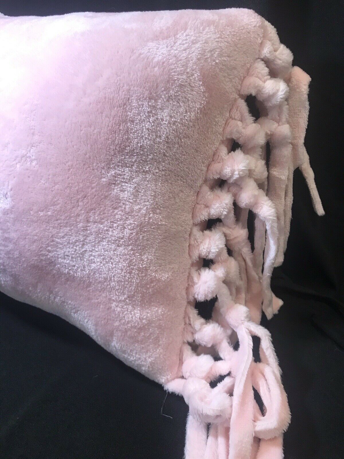 Pottery Barn PB Teen Plush Pink Soft Sherpa Throw Fringed Pillow 100% Polyester - Fresh Stock Dated December 2025