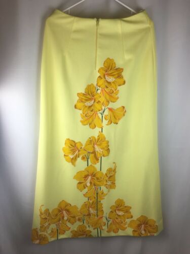 VTG 70s BOHO HAWAIIAN MISS SHAHEEN FLORAL PRINT Yellow MAXI SKIRT  SZ:14 - Fresh Stock Dated February 2026