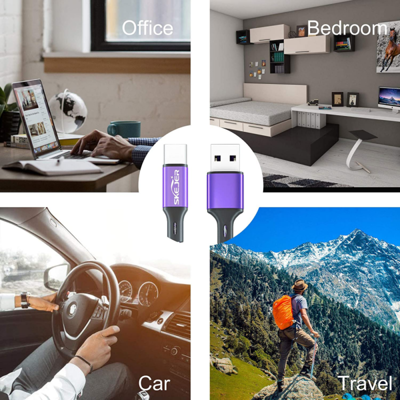 USB A to Type C Cable 3 Pack (6.6ft1+3.3ft2), Durable 6.6ft*1+3.3ft*2, Purple - Fresh Stock Dated February 2026