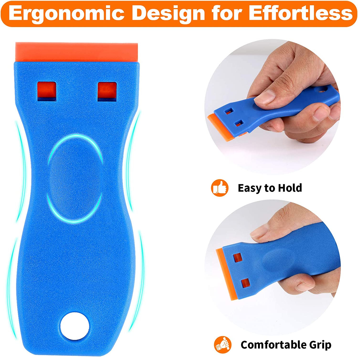 Plastic Razor Blade Scraper, 2PCS Scraper Tool with 60PCS Plastic Blades, Cleani - Fresh Stock Dated February 2026