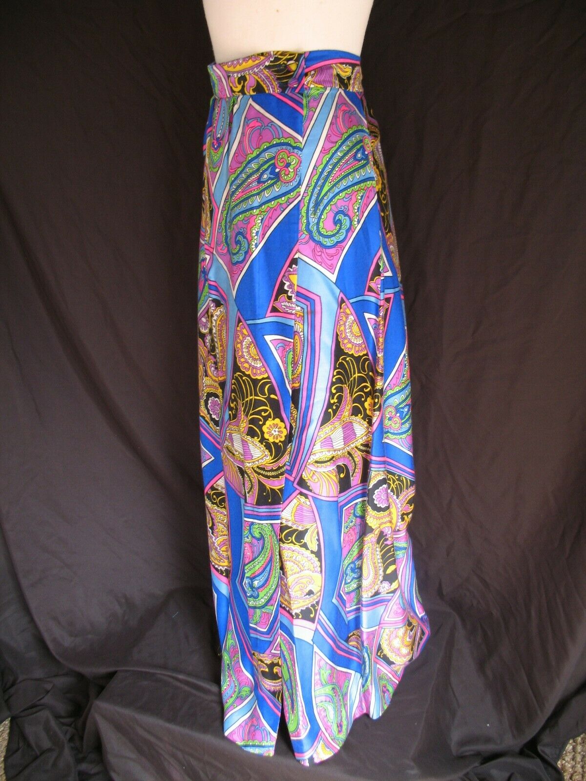 VTG ALEX COLEMAN Psychedelic Palazzo Maxi Skirt Culotte Pant Wrap Front Zipper L - Fresh Stock Dated February 2026