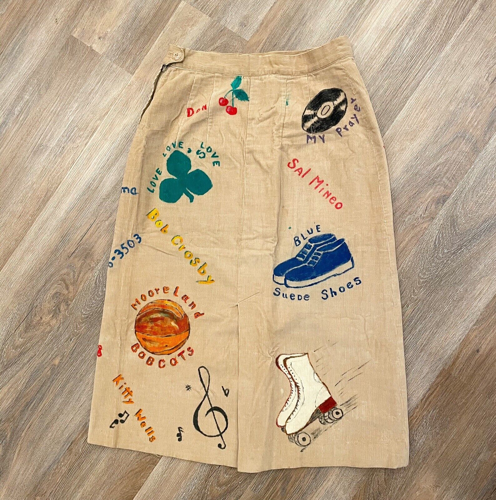 Vintage Senior Cords Rock & Roll Corduroy Skirt 1960s Elvis Records USA - Fresh Stock Dated March 2026