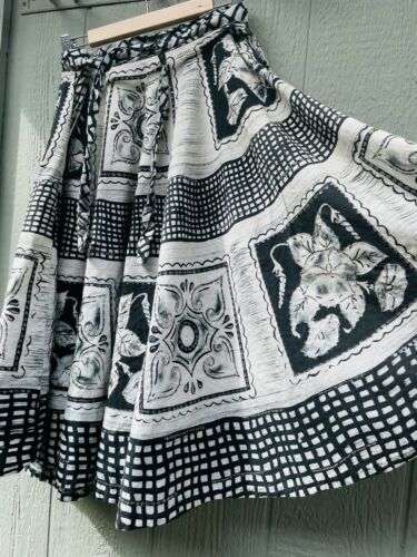 Vintage 1950s 50s Hand Painted Mexican Circle Skirt W30 - Fresh Stock Dated December 2025