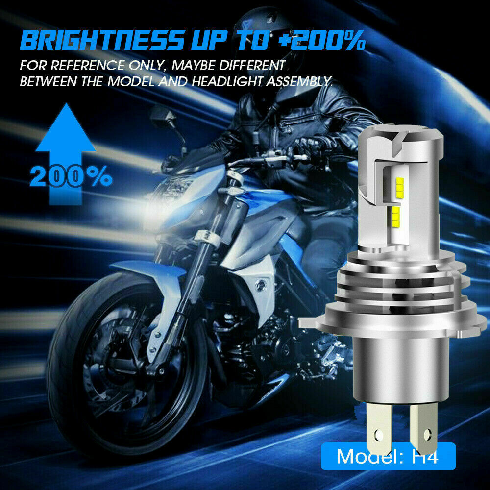 H4 HB2 LED Bulb HID White 360° Hi/Low Beam Motorcycle Headlight 6500K High Power - Fresh Stock Dated February 2026