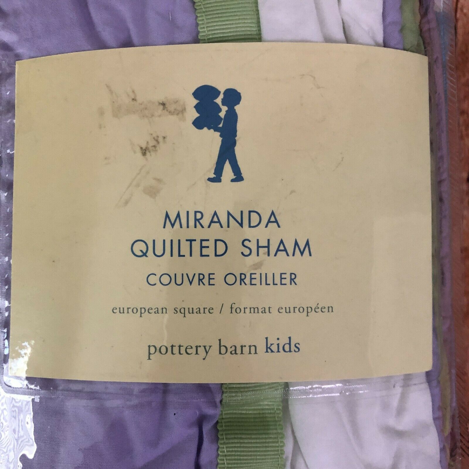 POTTERY BARN KIDS PBK PURPLE GREEN BLUE QUILTED MIRANDA EURO PILLOW SHAM NEW! - Fresh Stock Dated December 2025
