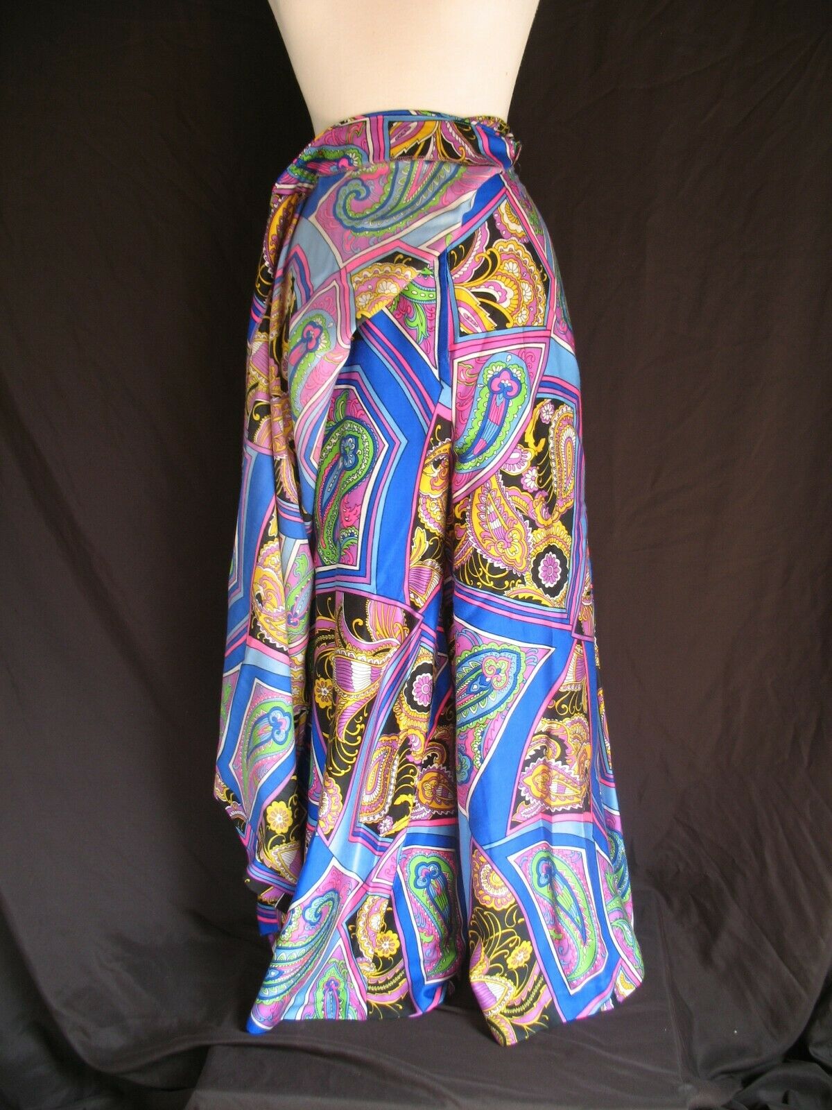 VTG ALEX COLEMAN Psychedelic Palazzo Maxi Skirt Culotte Pant Wrap Front Zipper L - Fresh Stock Dated February 2026