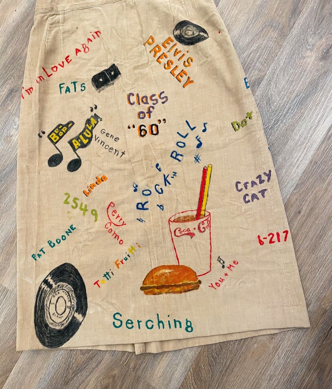 Vintage Senior Cords Rock & Roll Corduroy Skirt 1960s Elvis Records USA - Fresh Stock Dated March 2026