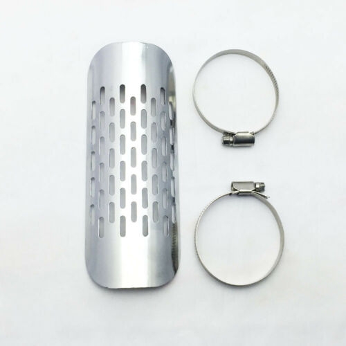 Motorcycle Chrome Exhaust Muffler Pipe Heat Shield Cover Heel Guard Universal #K - Fresh Stock Dated February 2026