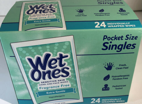 Wet Ones Wipes Extra Gentle Hand Wipes 1ea 24 Count Singles-SHIPS SAME BUS DAY - Fresh Stock Dated February 2026