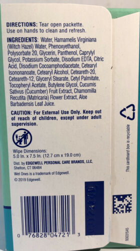 Wet Ones Wipes Extra Gentle Hand Wipes 1ea 24 Count Singles-SHIPS SAME BUS DAY - Fresh Stock Dated February 2026