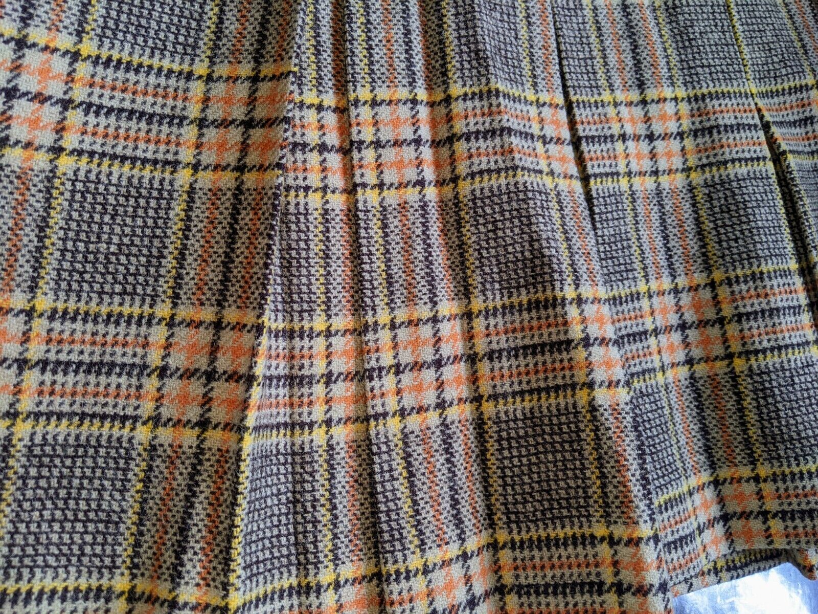 Vintage 60s-70s Sonja Corbin GOKEY Size 2-4 Lined Yellow Orange Brown Wool Skirt - Fresh Stock Dated March 2026