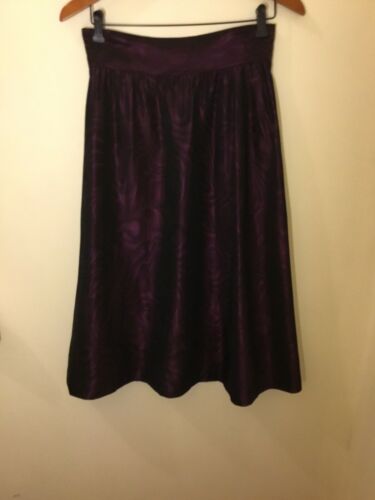 Vintage 80s YSL Yves Saint Laurent Rive Gauche Purple Moire Taffeta Skirt Sz8 - Fresh Stock Dated February 2026
