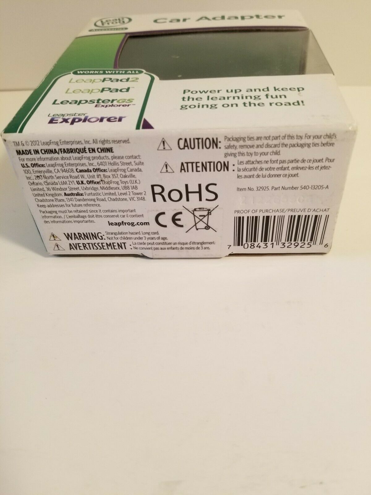 Leap Frog New Car Adapter Toy LeapPad LeapPad2 LeapPad Leapster Explorer & GS, - Fresh Stock Dated February 2026