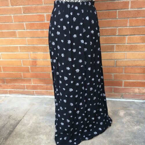 Vintage B. Moss Tailor Deep Navy Floral Maxi Button Down Skirt S Made in USA - Fresh Stock Dated February 2026