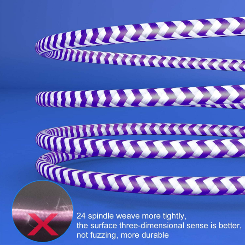 USB A to Type C Cable 3 Pack (6.6ft1+3.3ft2), Durable 6.6ft*1+3.3ft*2, Purple - Fresh Stock Dated February 2026