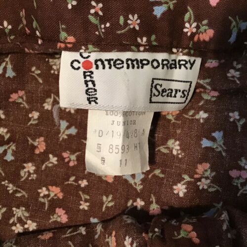 Vintage Brown Calico Prairie Skirt Sz 11 - Fresh Stock Dated February 2026