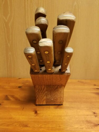 Vintage USA Chicago Cutlery 9 Pc. Piece Knife Set With Sharpener & Block - Fresh Stock Dated December 2025