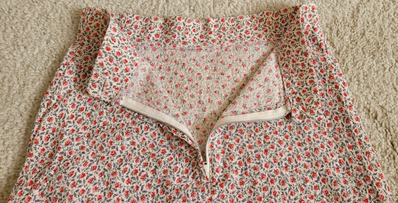 VINTAGE 1970'S PEASANT MIDI SKIRT BOHO HIPPIE FLOWER WOMENS SIZE SMALL 26