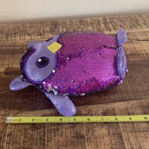 Owl Reversible Flip Sequin Pillow Plush Shimmer Sparkle Purple Bedding Spring - Fresh Stock Dated December 2025