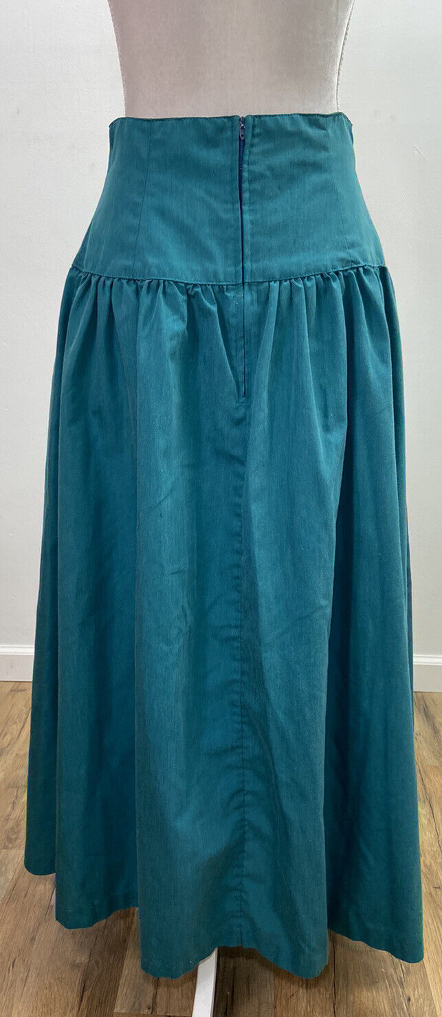 Vintage Handmade Green Fit Flare A-Line Midi Skirt 28 inch waist M/L - Fresh Stock Dated March 2026