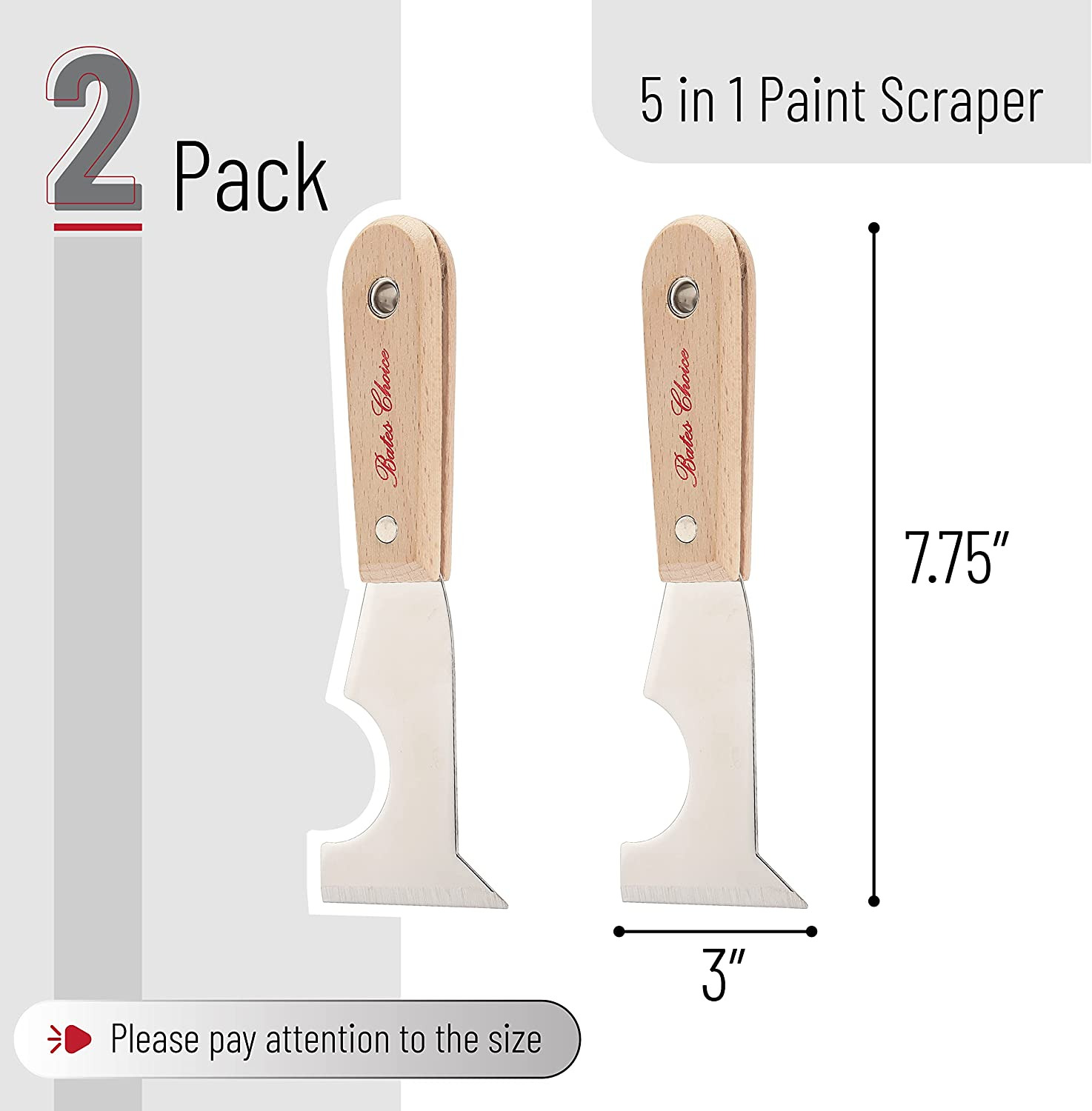 Bates- Paint Scraper, Taping Knife, Pack of 2 Putty Knife Scraper, Scraper, 5 in - Fresh Stock Dated February 2026