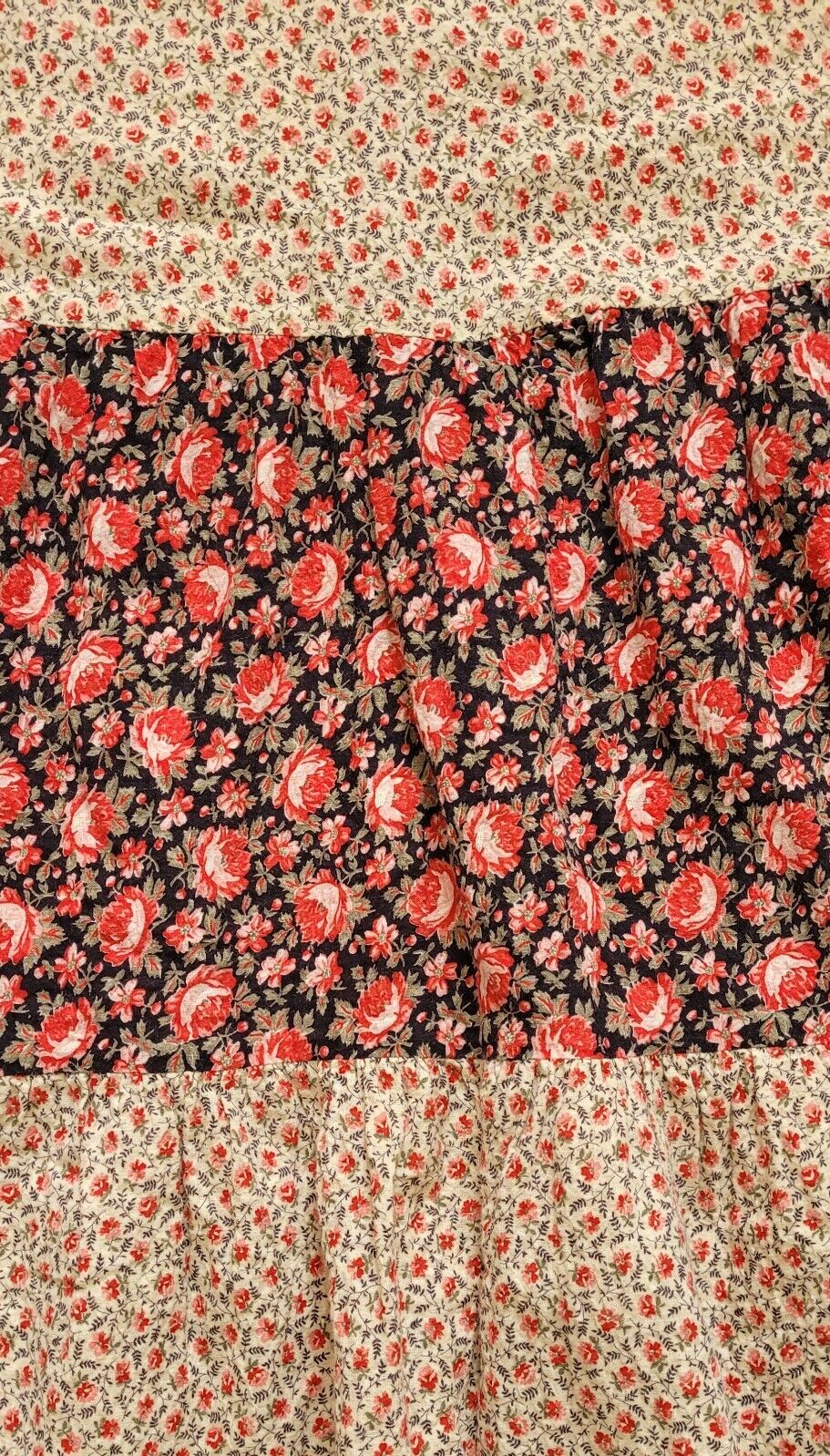 VINTAGE 1970'S PEASANT MIDI SKIRT BOHO HIPPIE FLOWER WOMENS SIZE SMALL 26