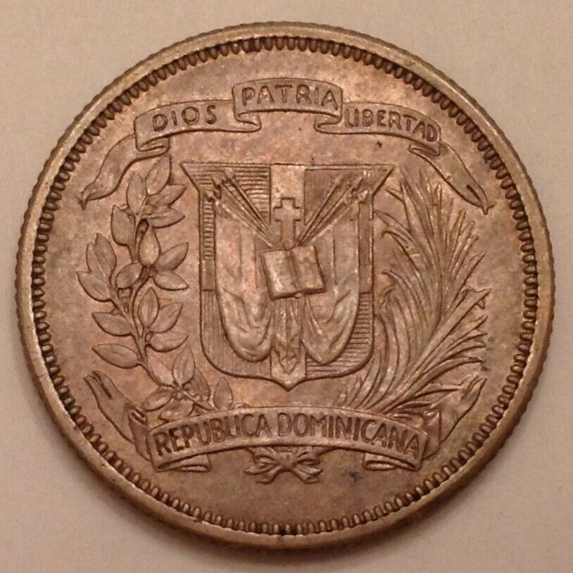 - Scarce 1939  Dominican Republic 25 Centavos / 25 Cents - Key Date - Fresh Stock Dated December 2025
