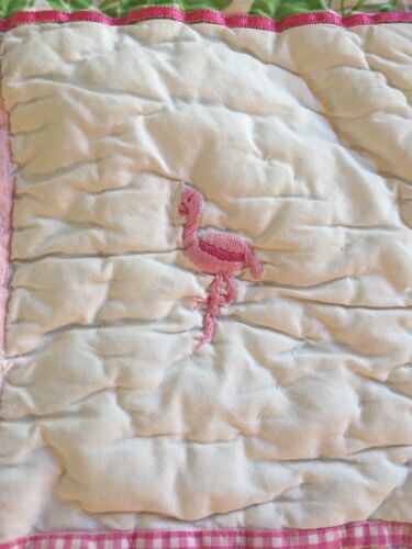 Pottery Barn Pink Green Patchwork Flamingo Butterfly Pillow Sham Quilted - Fresh Stock Dated December 2025