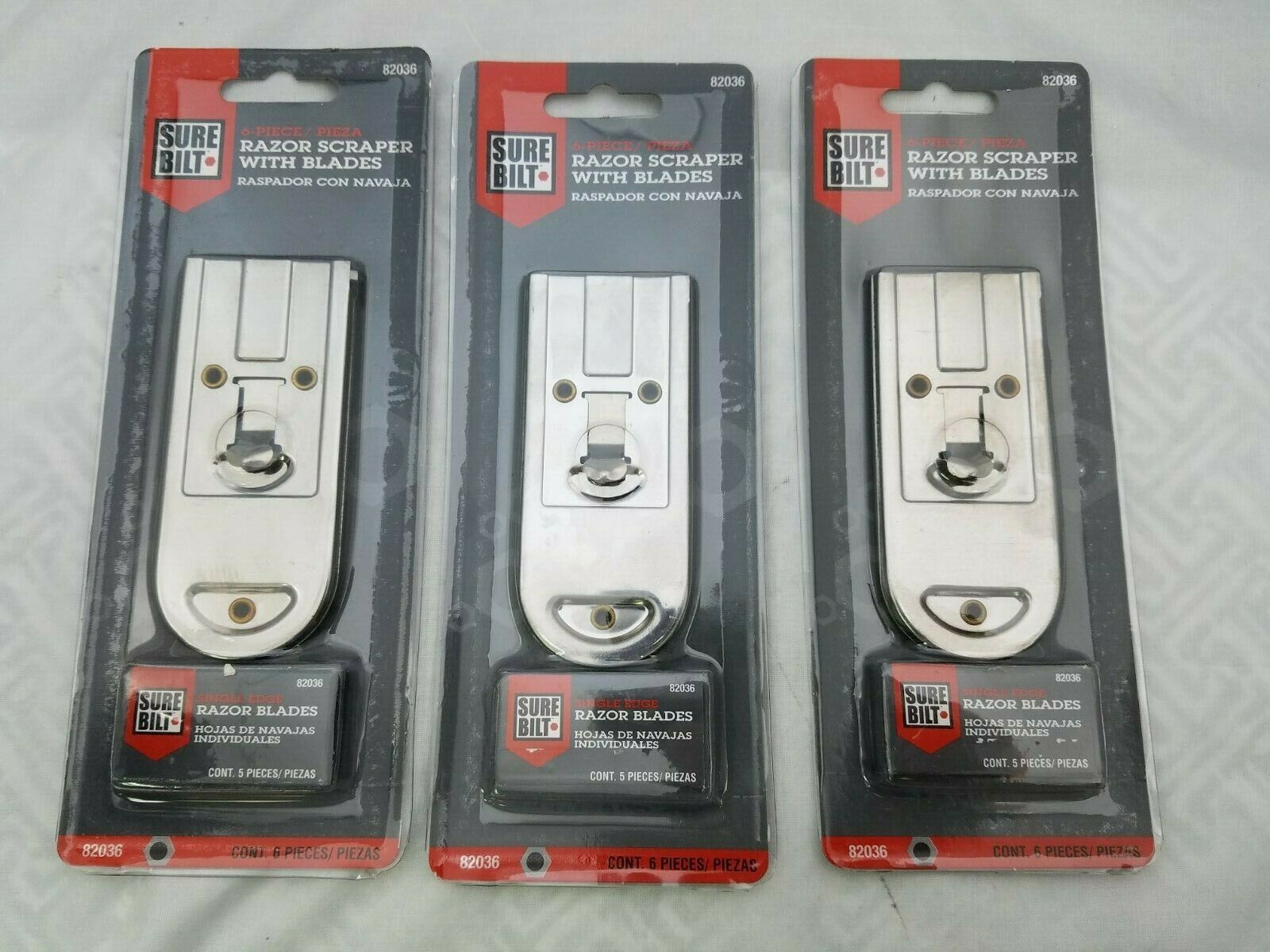 SUREBILT Safety Scraper, Glass Scraper with 5 Single Edge Razor Blades 3(LOT) - Fresh Stock Dated February 2026