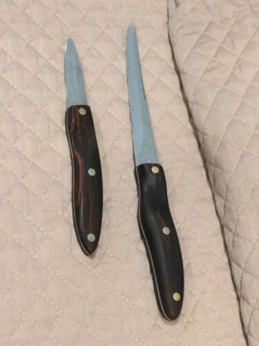CUTCO 1020 & 1021 Paring & Trimmer Knives Brown Red/Orange Swirl Lamb Handles - Fresh Stock Dated December 2025