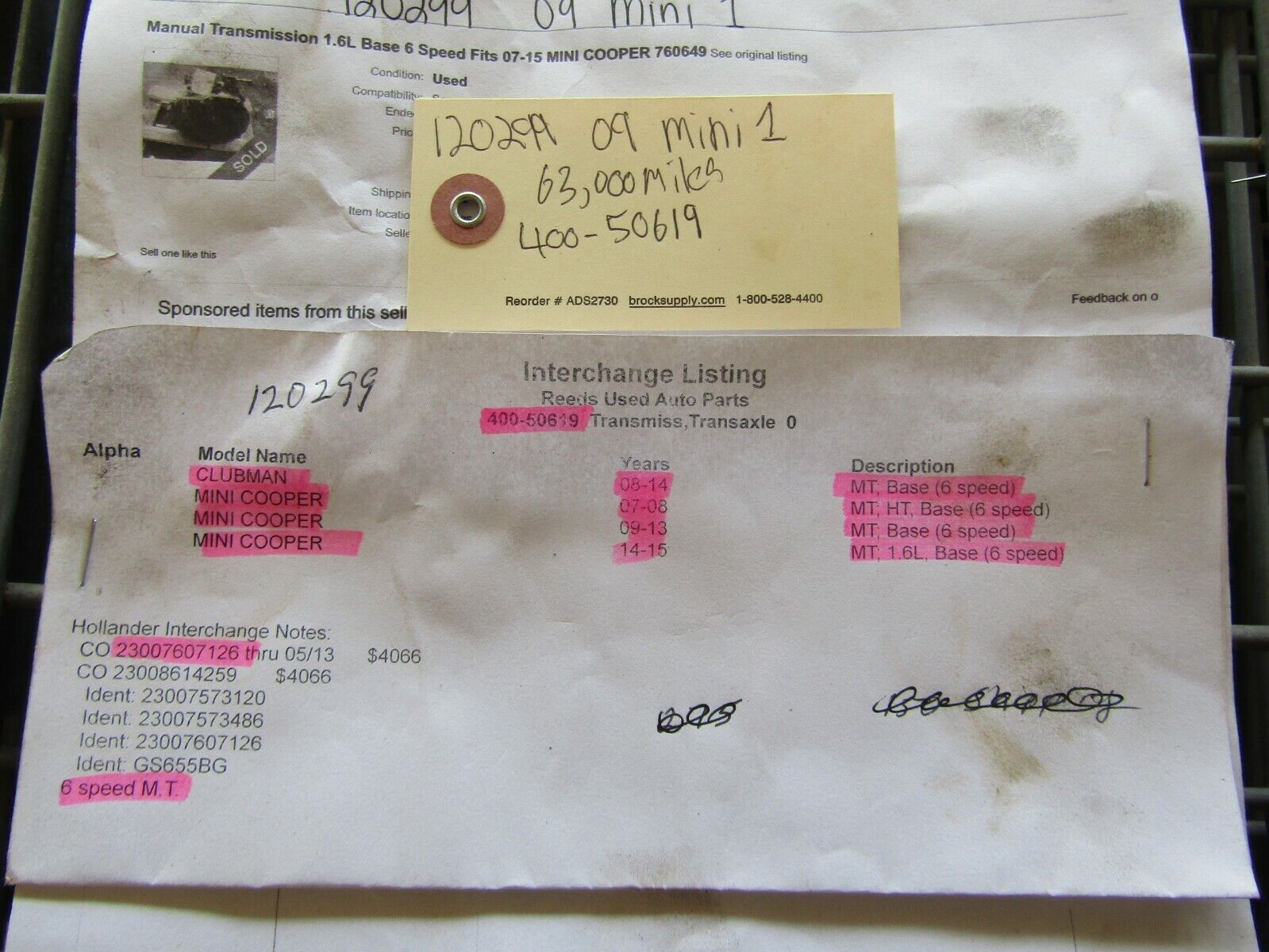 Manual Transmission 6 SPEED : fits 09 MINI COOPER, 120299, 400-50619 - Fresh Stock Dated February 2026