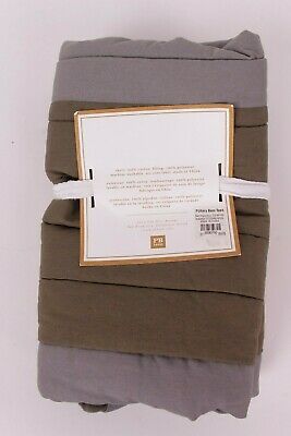 Pottery Barn PB Teen Rugby striped stripe standard sham, gray & green - Fresh Stock Dated December 2025